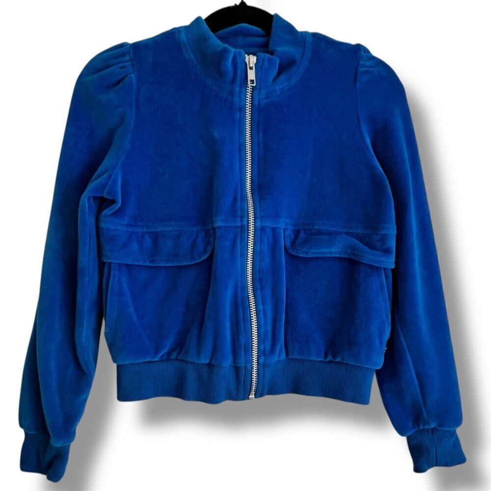 Molo Malika Velour Zip Up Cardigan Jacket - Lapis Blue Size 7Y
